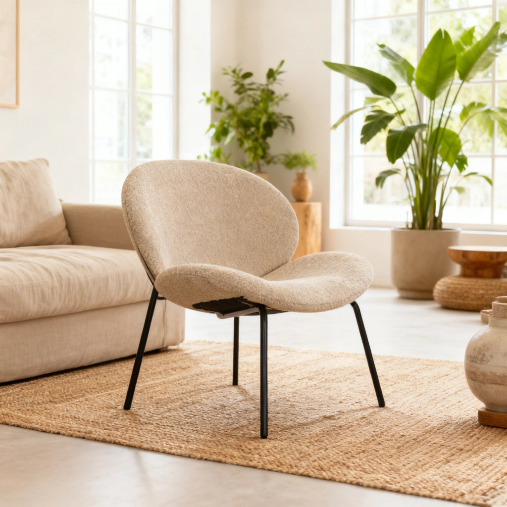 Poltrona SACHA in tessuto screziato beige