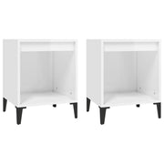 Set di 2 Comodini | Armadio da Notte | Mobiletto da notte in Bianco Lucido 40x35x50 cm