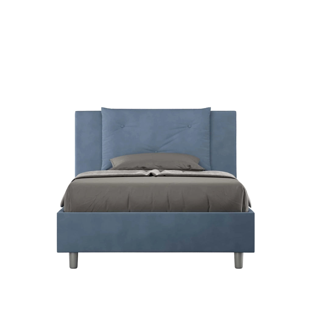 BS COM Letto singolo senza rete imbottito 100x210 microfibra blu