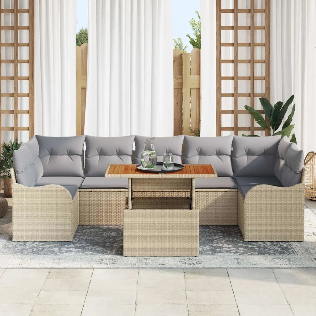 Set Divano da Giardino 8 pcs Beige Poly Rattan 3358163