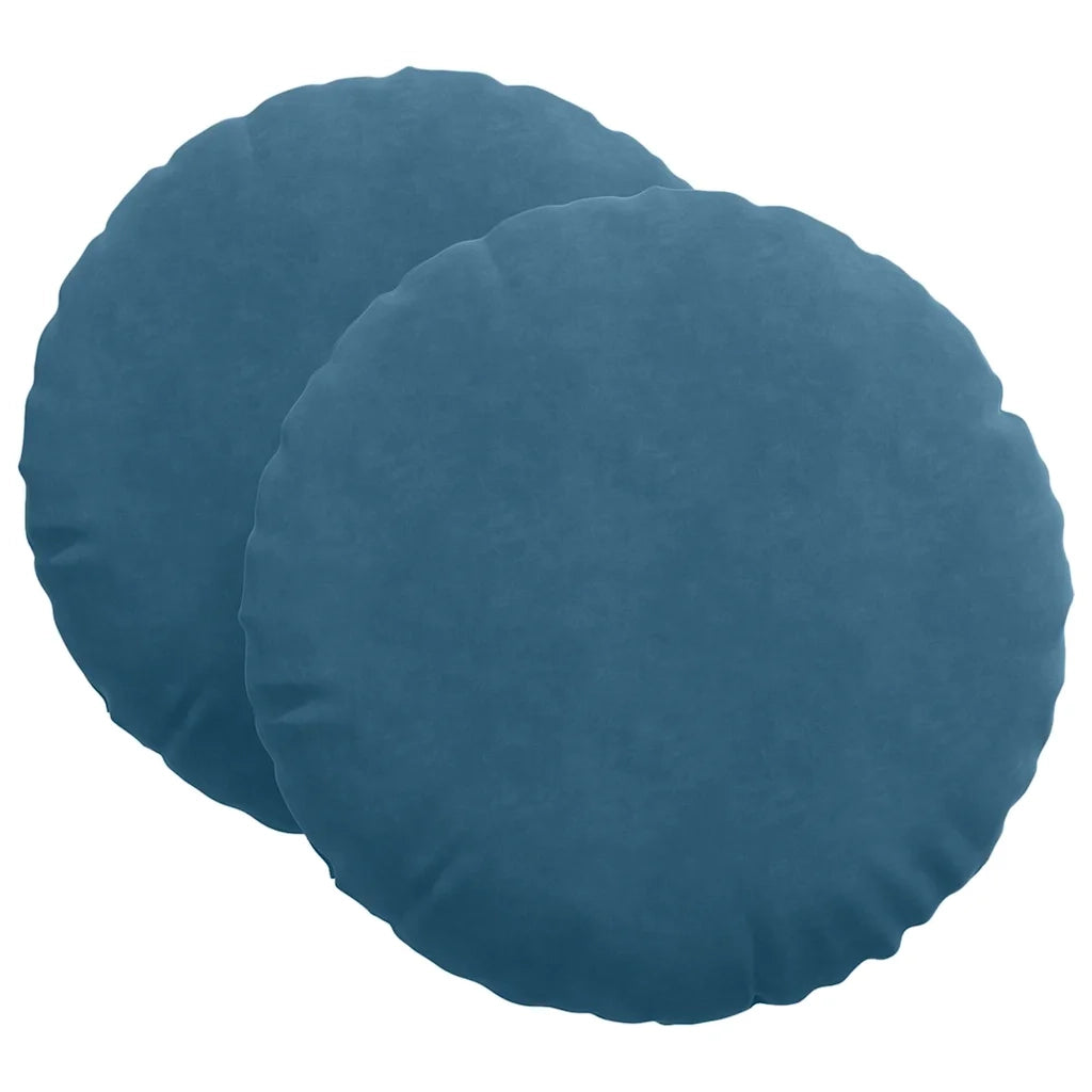Cuscini per Seduta 2 pcs Blu Ø60 x 21 cm Velluto 42014210