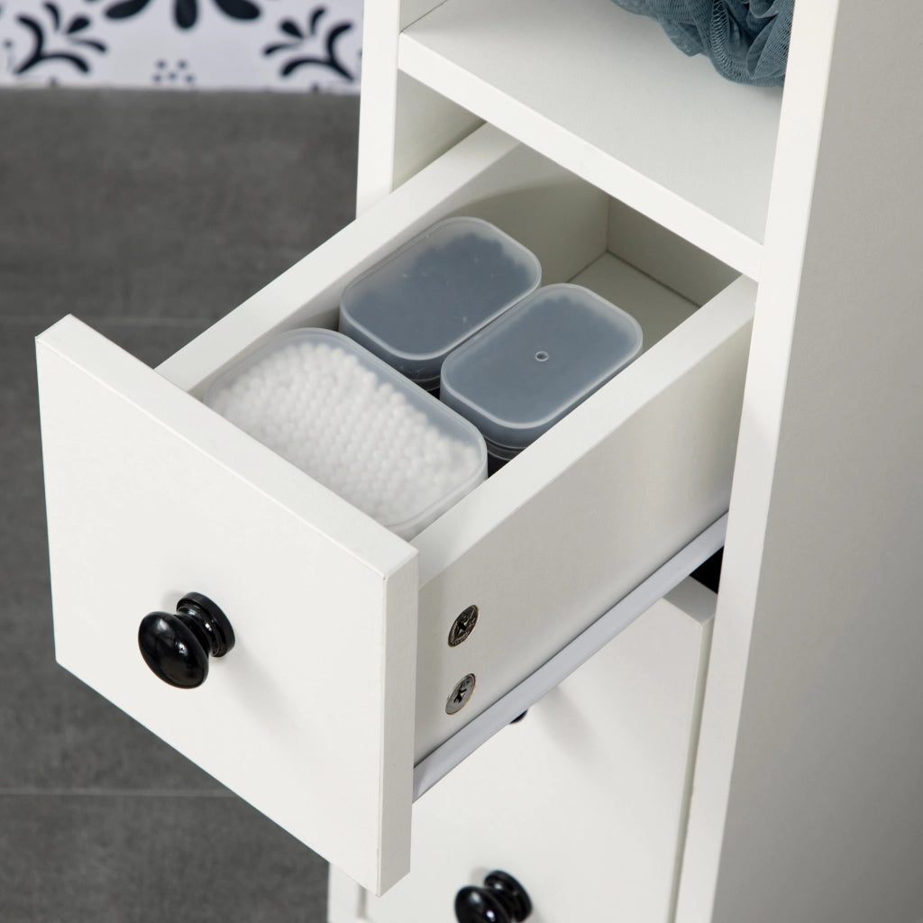 Mobiletto Bagno con Ruote ¨C Minimal ¨C Bianco 18x30x68,5 cm