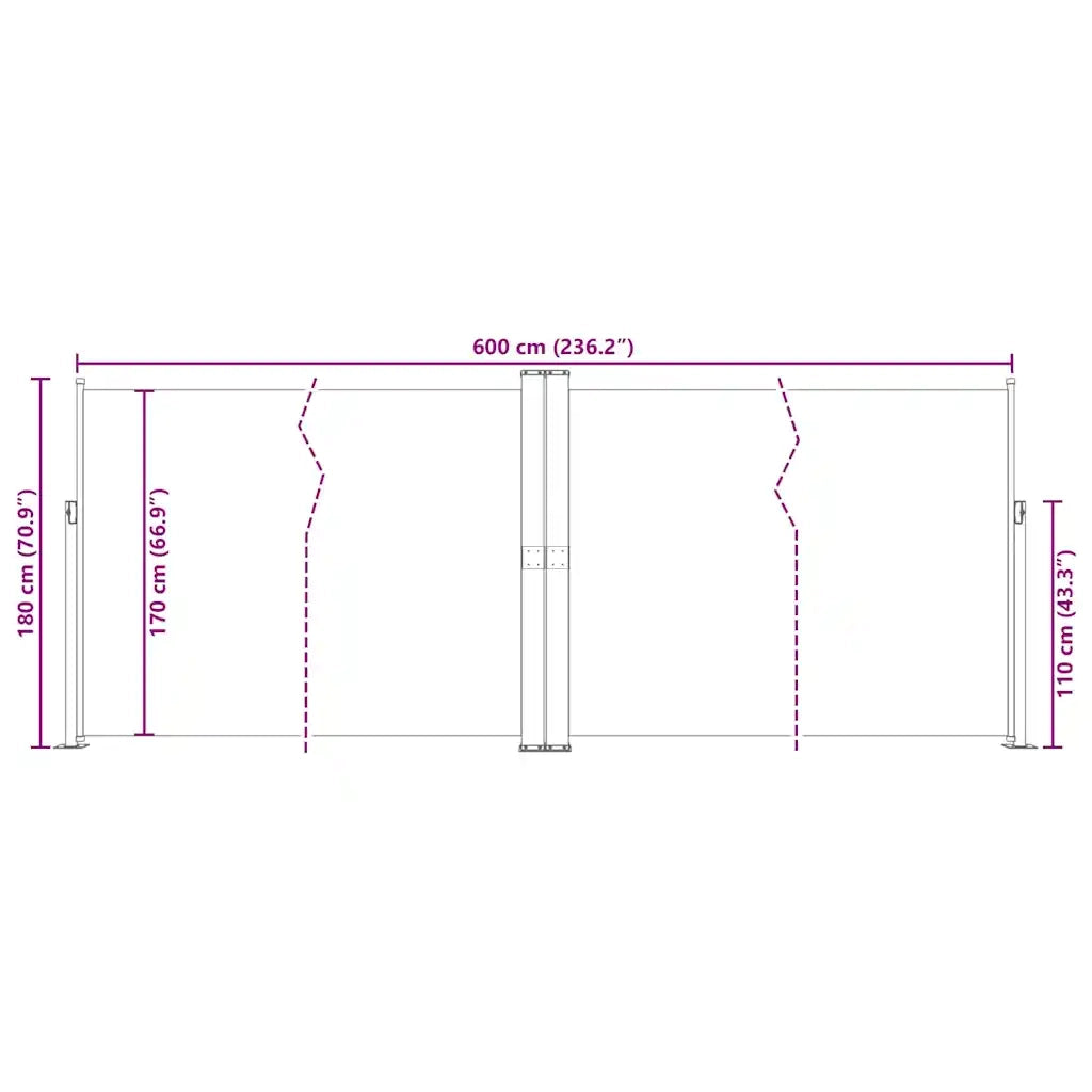 Tenda da Sole Laterale Retrattile Rossa 180x600 cm 318005