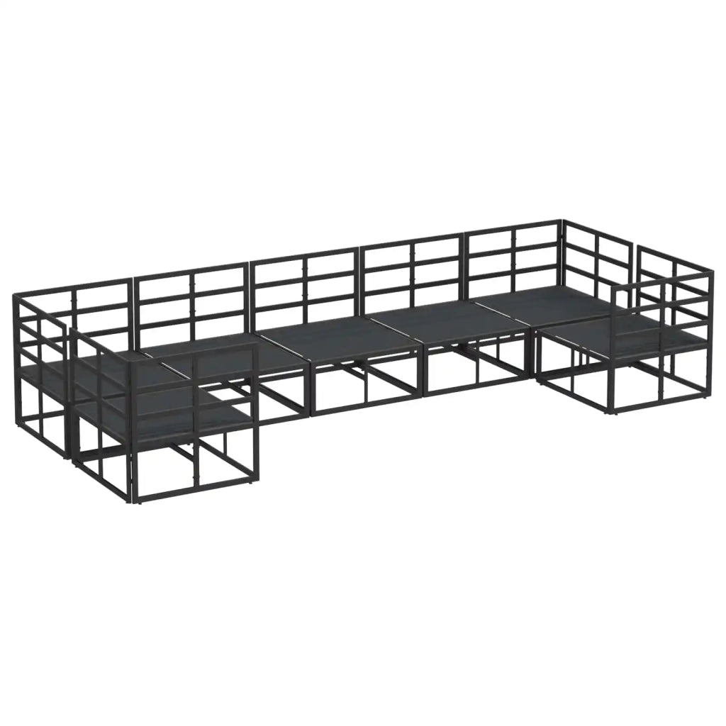 Set Divano da Giardino con cuscino 7 pcs Nero Alluminio 3378946