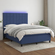 Letto a Molle con Materasso e LED Blu 140x190 cm in Tessuto 3134875