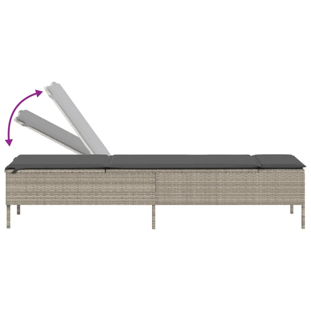 Set Lettini Prendisole con Cuscini 3pz Grigio Chiaro Polyrattan 3284268