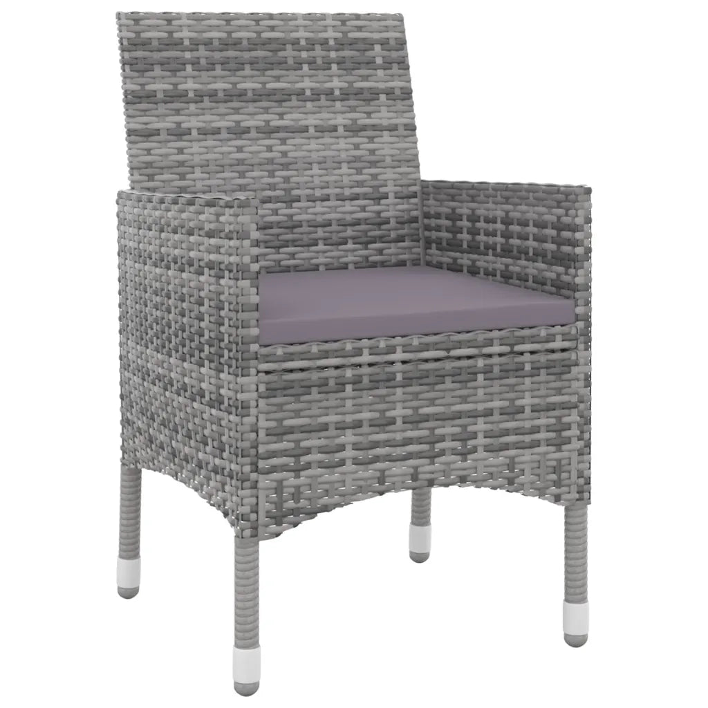 Set da Pranzo per Giardino 7 pz con Cuscini Polyrattan e Vetro 3099742