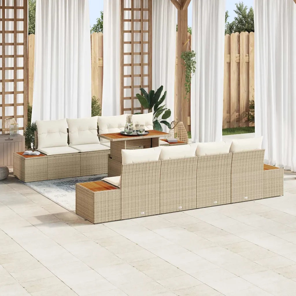 Set da Pranzo per Giardino con cuscino 9 pcs Beige e Crema 3350053