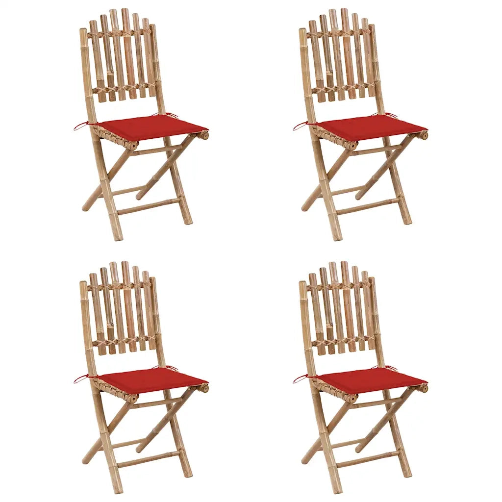 Set da Pranzo da Giardino 5 pz Pieghevole con Cuscini in Bambù 3063966