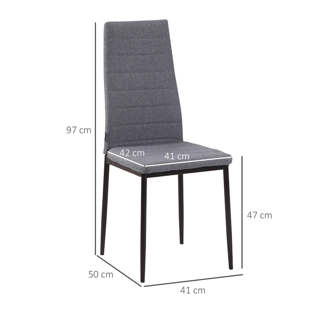 Set 4 Sedie Imbottite da Pranzo ¨C Xylo ¨C Tessuto Grigio Metallo Moderne per Sala Cucina Soggiorno