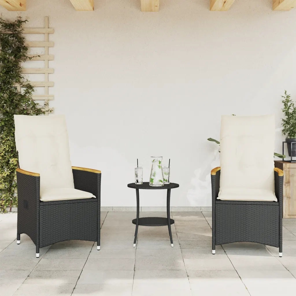 Set da Bistrò 3 pz con Cuscini Nero in Polyrattan 365657