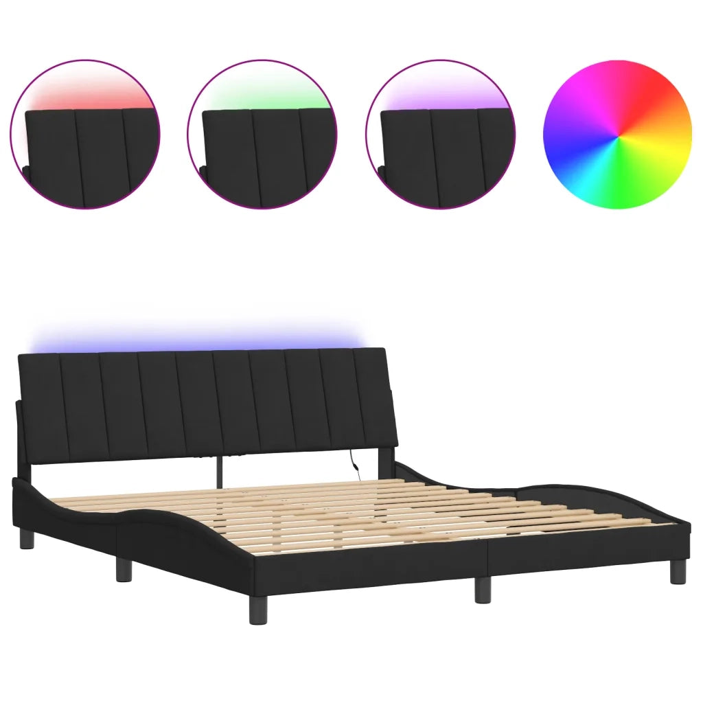 Giroletto con LED senza Materasso Hanko Nero 180x200 cm in Velluto 3213795