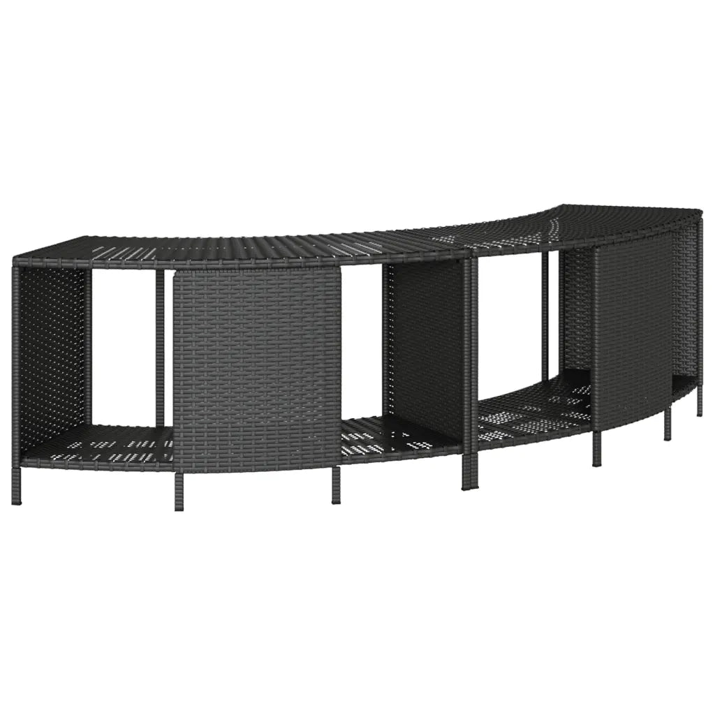 Bordo per Spa Nero in Polyrattan e Legno Massello di Acacia 3270640