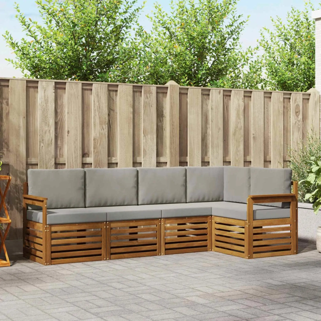Set divano sezionale con cuscino 5 pcs Grigio Naturale e Chiaro 3374796