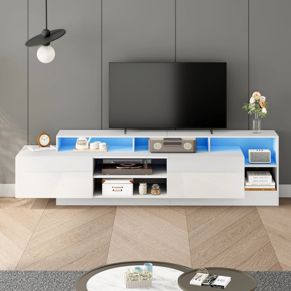 Mobile TV con LED ¨C MINIMAL ¨C Bianco Lucido, 190x40x48.5 cm