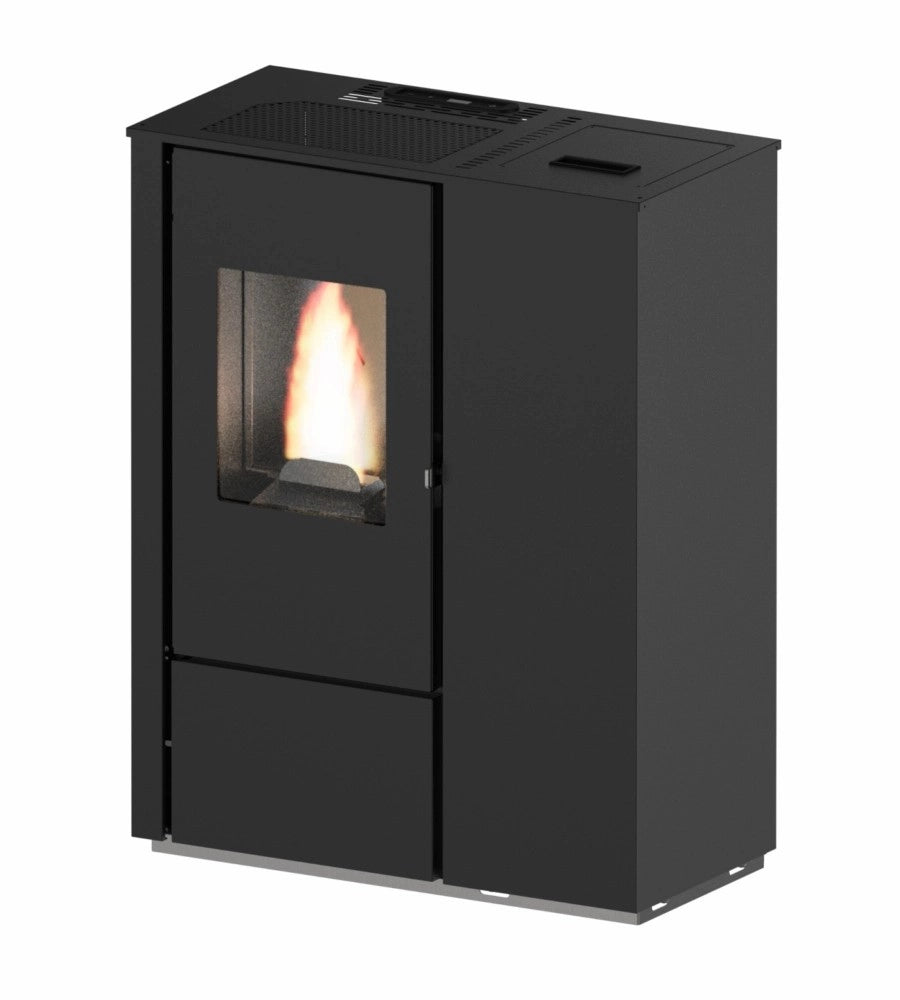 STUFA PELLET  7KW CARMEN NERO GOFFRATO SCAR.FUMI LAT.POST. - EVA CALOR