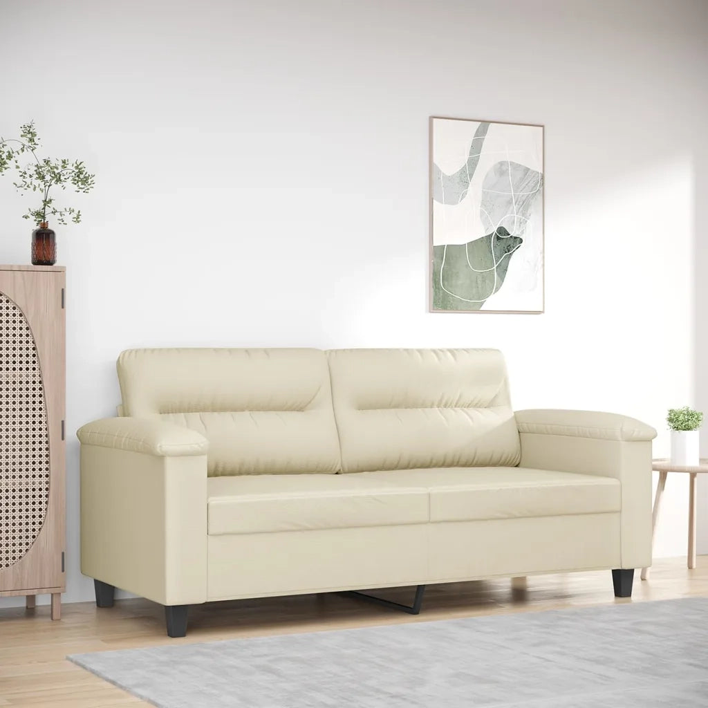 Divano a 2 Posti-Sofa 2 Posti Crema 140 cm in Similpelle 799471