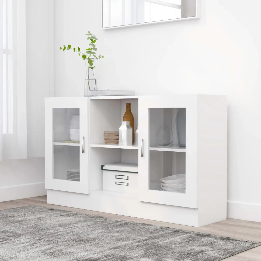 Armadietto con Vetrina Bianco 120x30,5x70 cm Legno Multistrato 802786