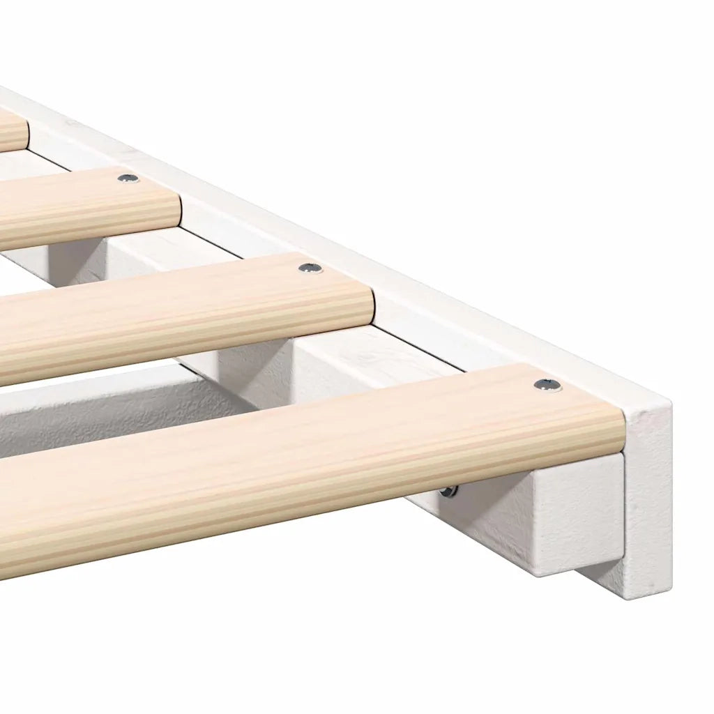 Struttura del letto Bianco 200 x 220 cm Pino massello 873140