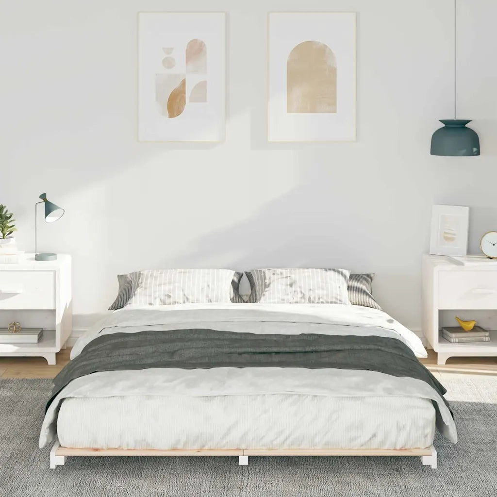 Struttura del letto Bianco 140 x 210 cm Pino massello 873110
