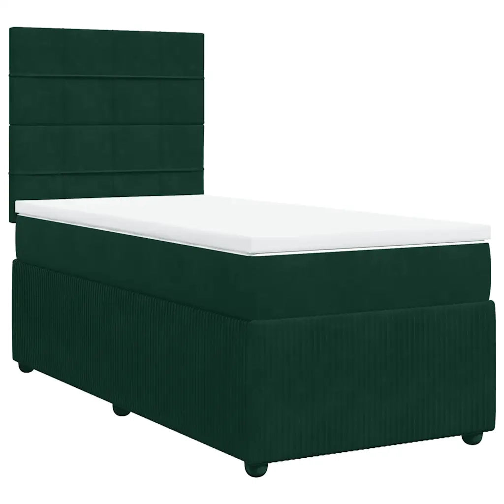 Giroletto a Molle con Materasso Verde Scuro 90x200 cm Velluto