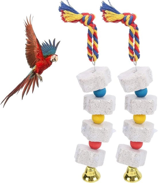 Giocattoli da Mordere per Uccelli - 2 pezzi Giocattolo per Scimmie da Cucire - Affilatura del Becco per Uccelli Giocattolo da Appendere per Piccoli Pappagalli e Uccelli