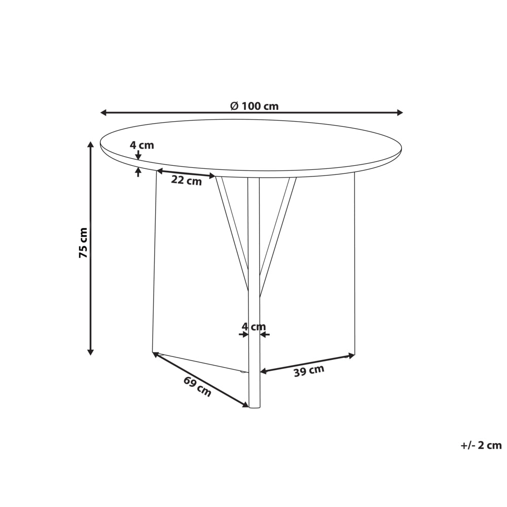 Tavolo da pranzo in legno chiaro 100 x 100 cm in legno di acacia di forma rotonda Design rustico tradizionale Sala da pranzo