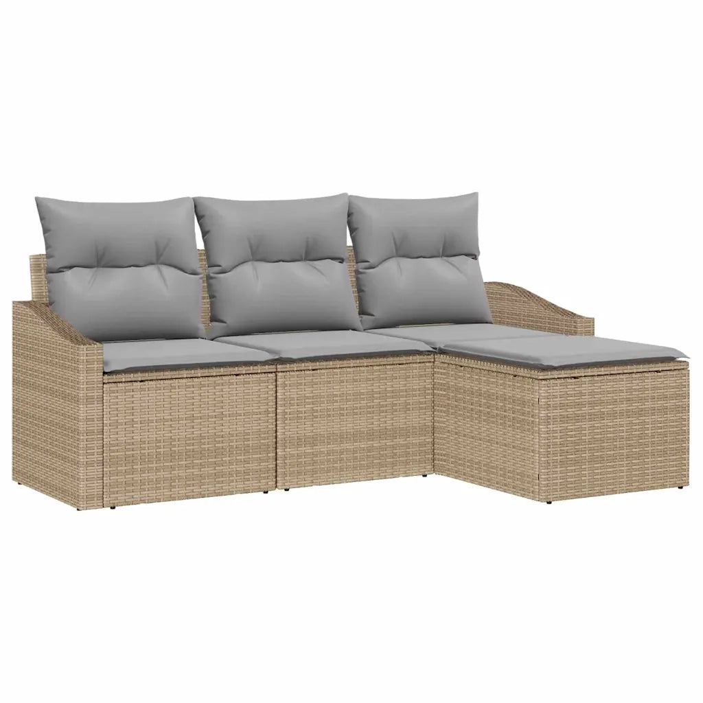 Set di divani con cuscino 4 pcs Beige polyrattan 3346670