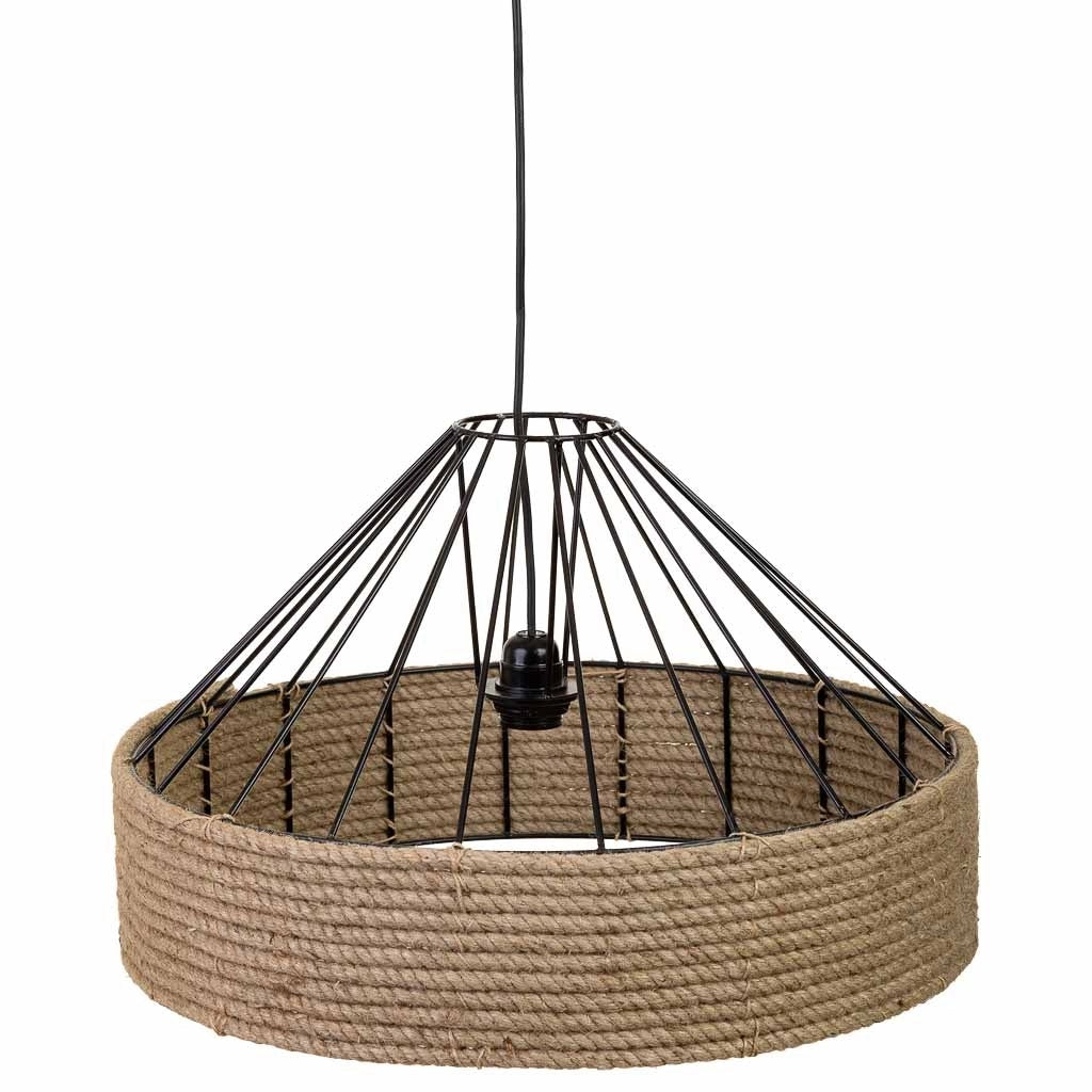 Lampada soffitto corda e metallo marrone 52x52x35h cm