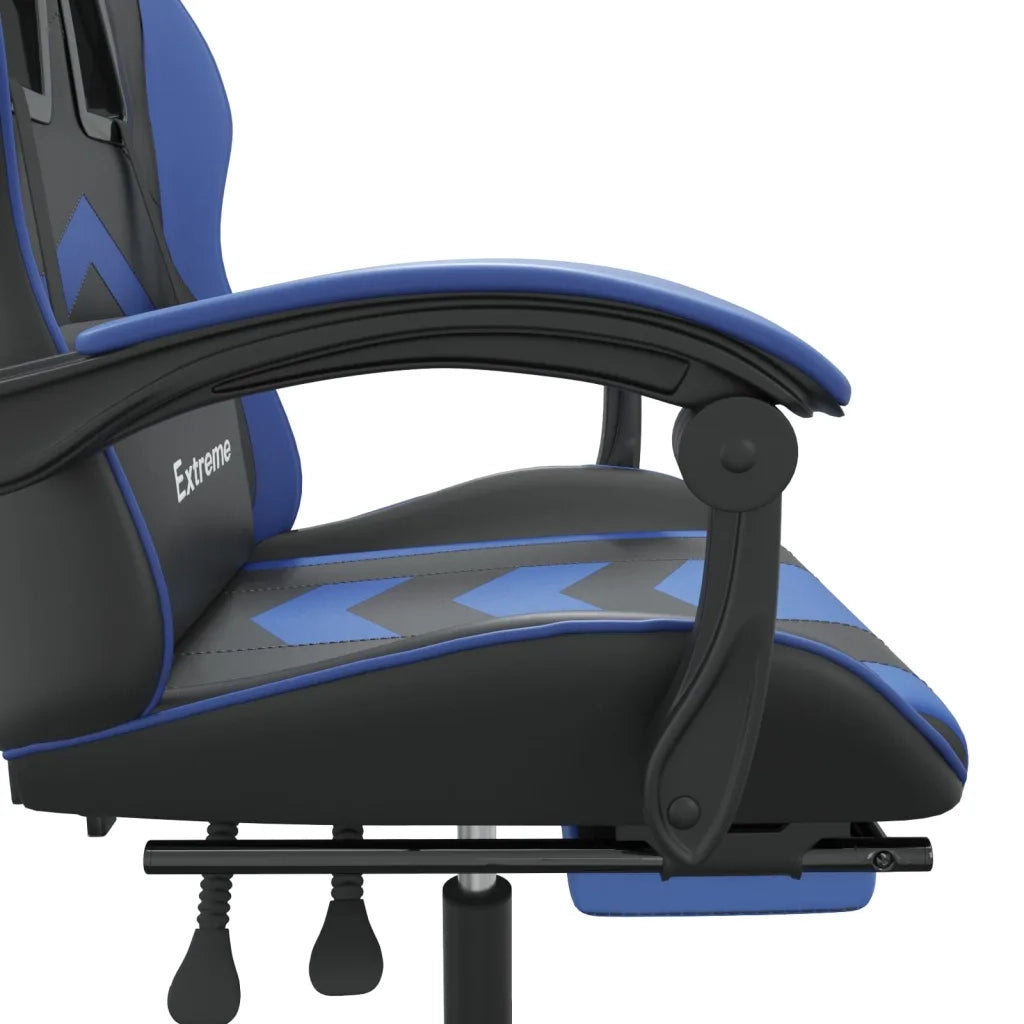 Sedia da Gaming con Poggiapiedi Nero e Blu in Similpelle 3143902
