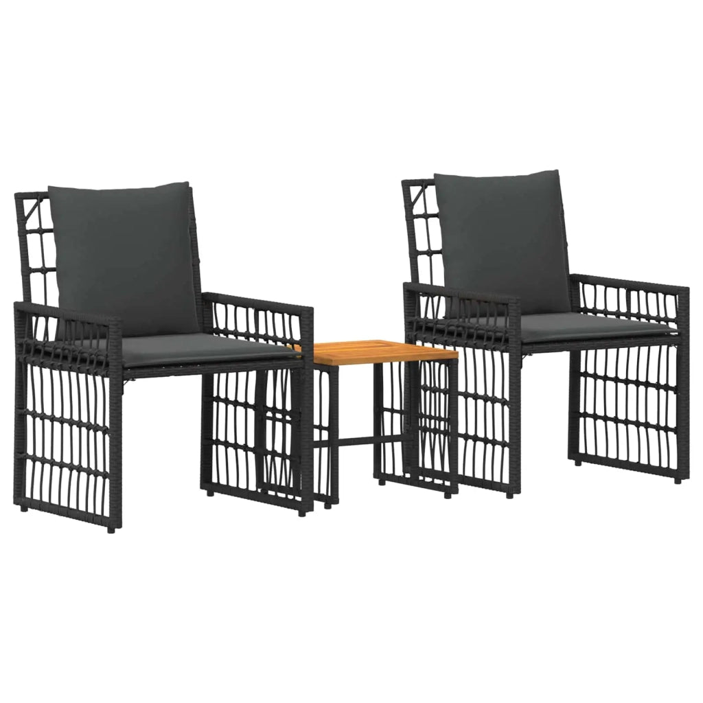 Set di Mobili da Esterno 3 pcs Nero e Grigio scuro 42025139