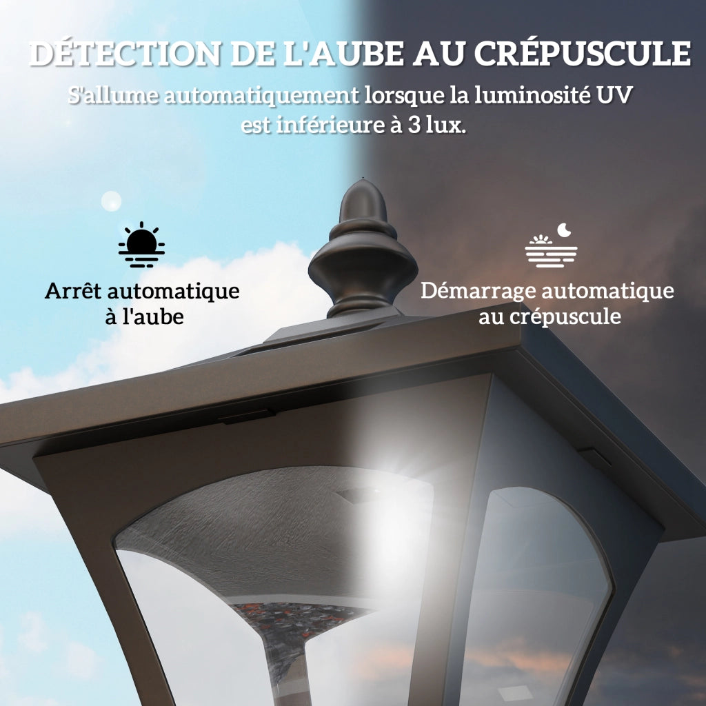 Lampada da Esterno Solare Classica ¨C Minimal ¨C Nero 15x15x120 cm