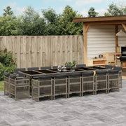Set da Pranzo da Giardino 17pz con Cuscini Grigio in Polyrattan 3211064