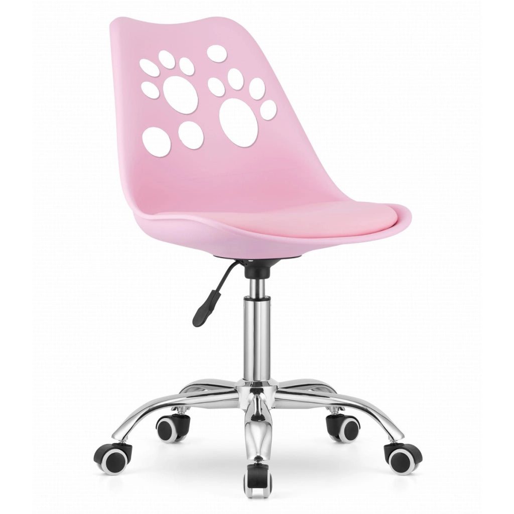 Sedia girevole PRINT rosa per bambini e ragazzi con decoro a zampe