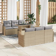 Set Divano da Giardino 7 pcs Beige Rattan in Polipropilene 3357123