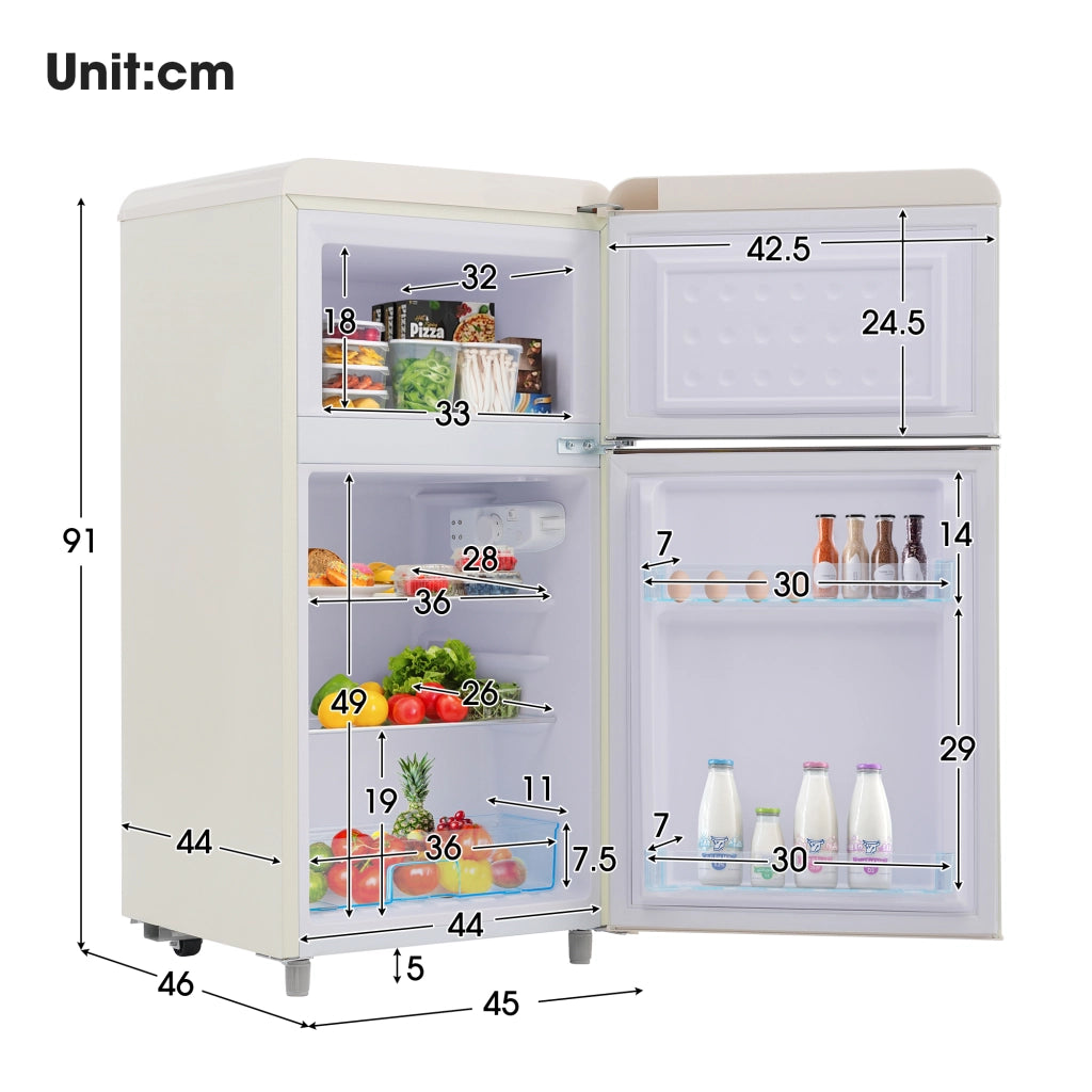 Frigorifero Retro con Congelatore ¨C MINIMAL ¨C 72 L, 21 L freezer, LED, Classe E