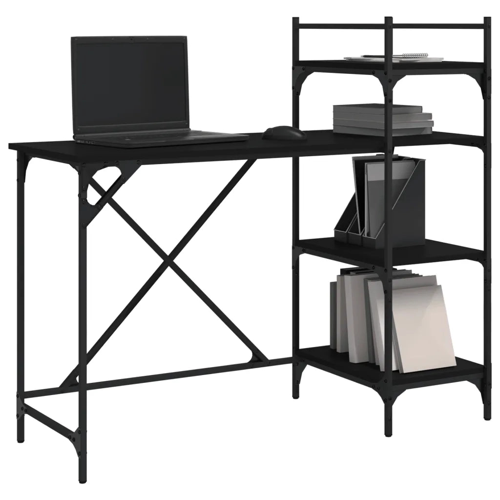 Scrivania per Computer con Scaffali Nera 120x47x109 cm 836213