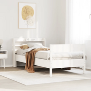 Letto senza Materasso-Struttura Letto Bianco 90x190 cm in Legno Massello Pino 562110