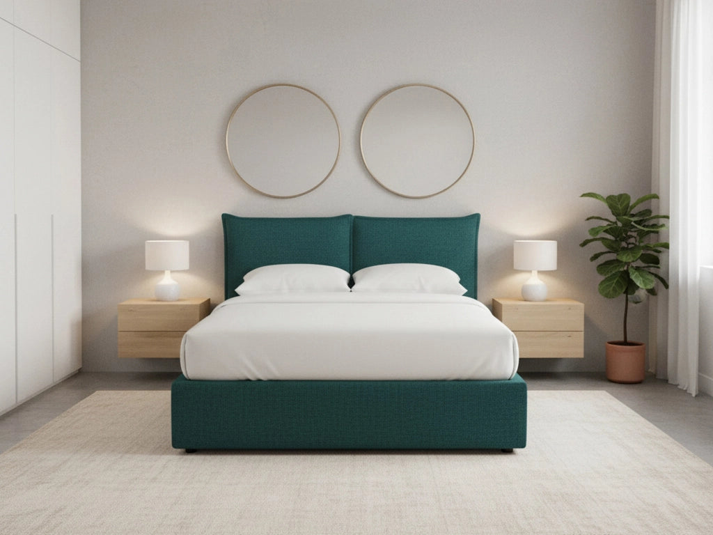 Chatteris, Letto Singolo Sfoderabile Made in Italy, Verde Petrolio