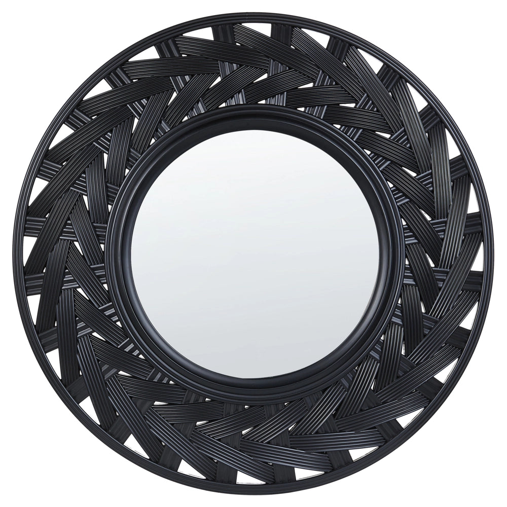 Specchio da parete tondo materiale sintetico nero 60 cm in stile moderno