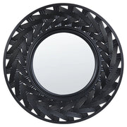 Specchio da parete tondo materiale sintetico nero 60 cm in stile moderno