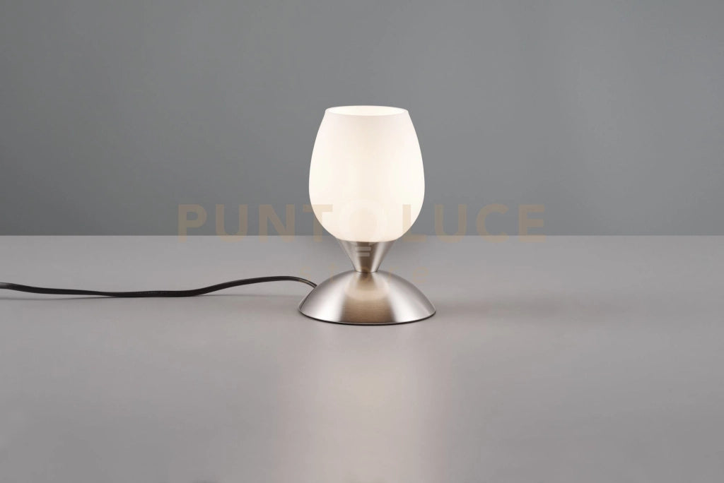 CUP II LAMPADA IN ACCIAIO E VETRO CALICE SATINATO H.18CM 1 LUCE ATTACCO E14