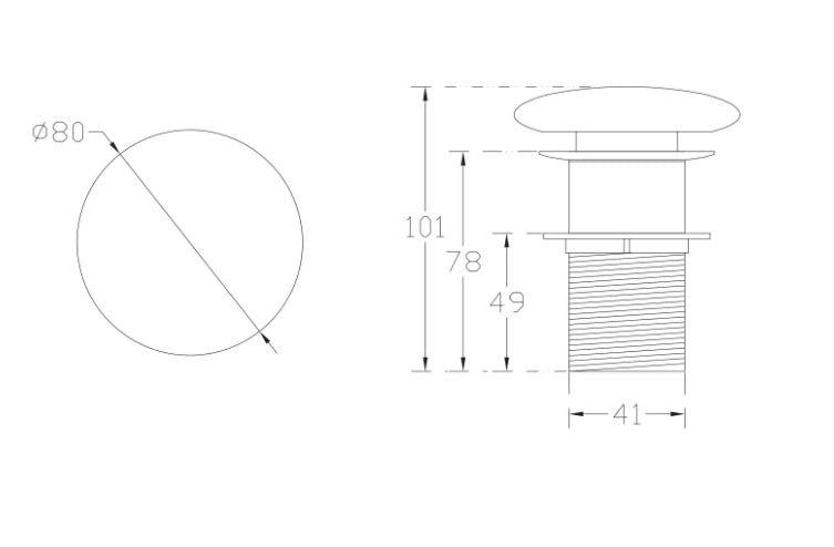 PILETTA CLICK-CLACK INFINITY SENZA TROPPOPIENO- Nero opaco- NYMO- pezzi 1