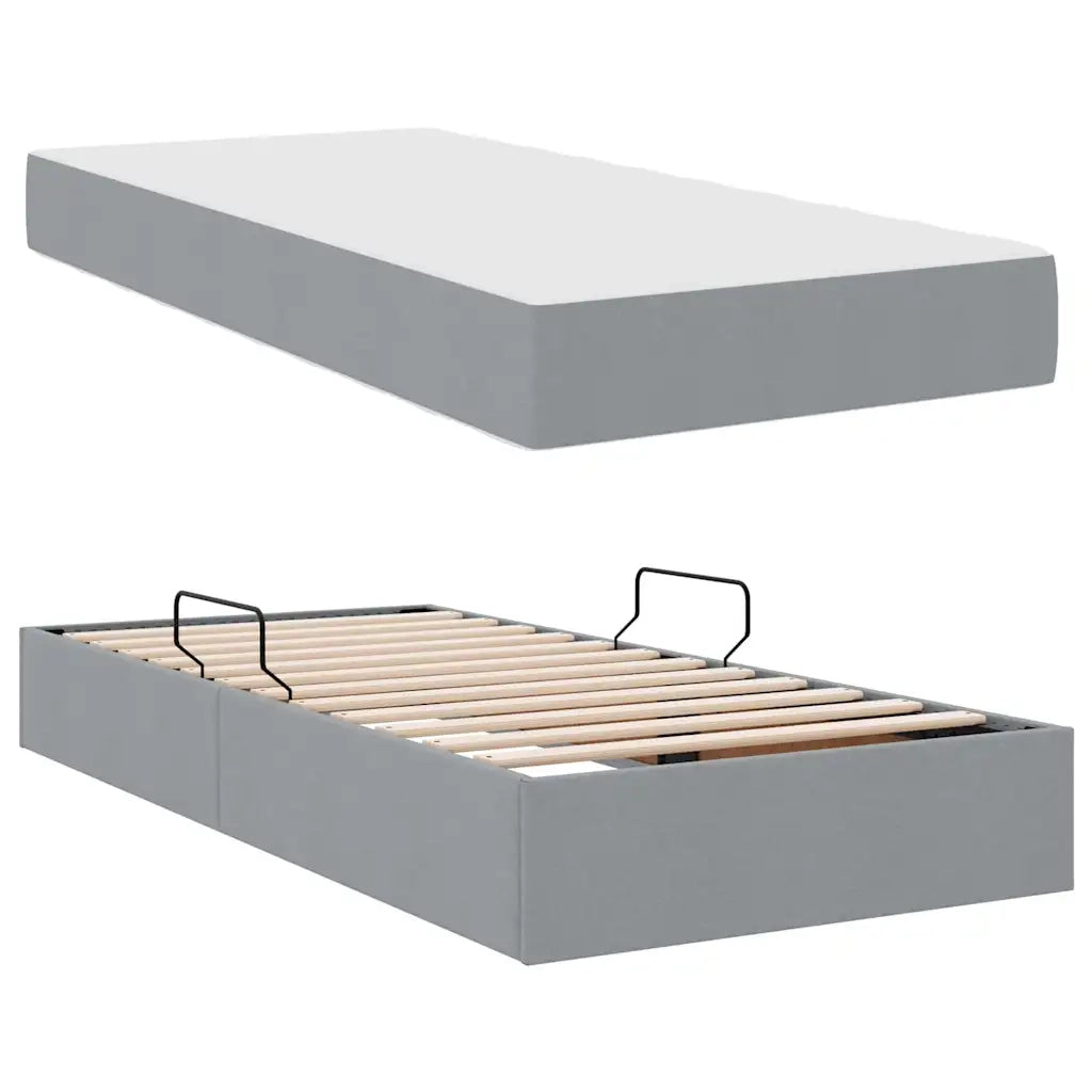 Letto con contenitore e materasso Grigio chiaro 90 x 200 cm 3399634