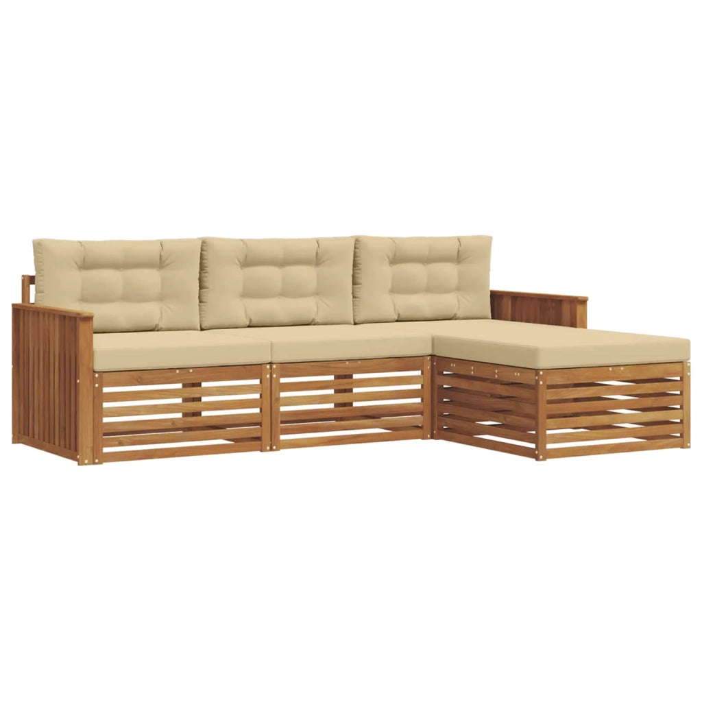Set di divani da esterno con cuscino 4 pcs Naturale e Beige 3373258