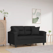 Divano a 2 Posti con Cuscini-Sofa 2 Posti con Cuscini Nero 120 cm Tessuto Microfibra