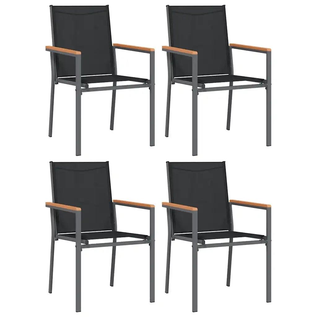 Set da Pranzo da Giardino 5 pz Nero in Textilene e Acciaio 3187043