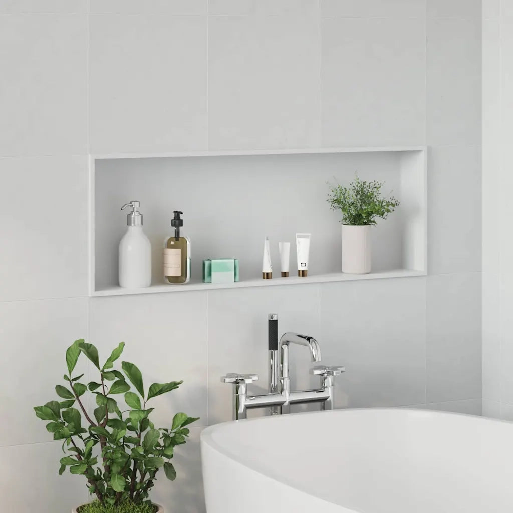 Nicchia per doccia Bianco 90 x 30 x 9,5 cm Acciaio inossidabile