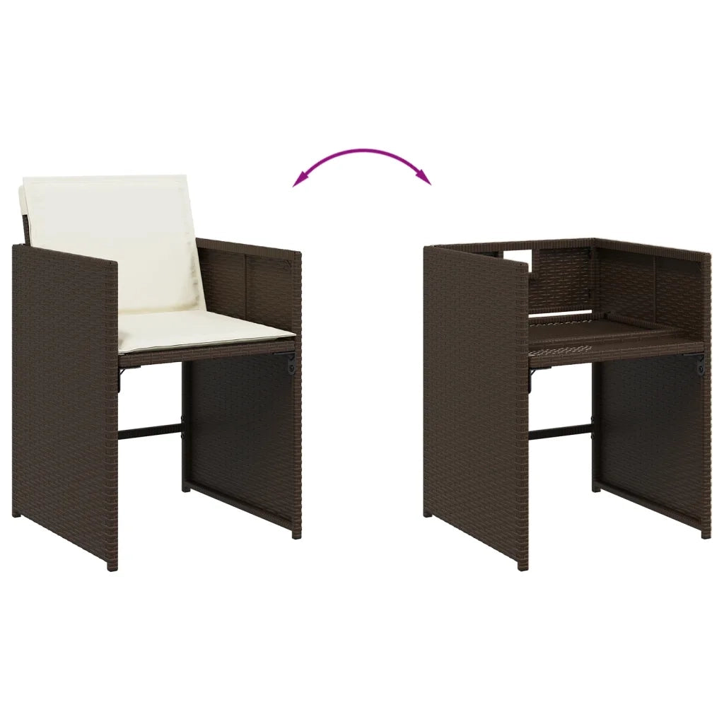 Set da Pranzo da Giardino 9pz con Cuscini Marrone in Polyrattan 3277964