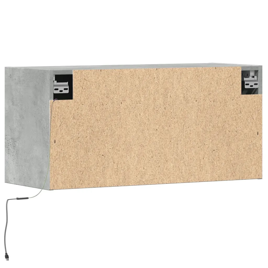 Mobile TV a Parete con Luci LED Grigio Cemento 80x31x35 cm 852358